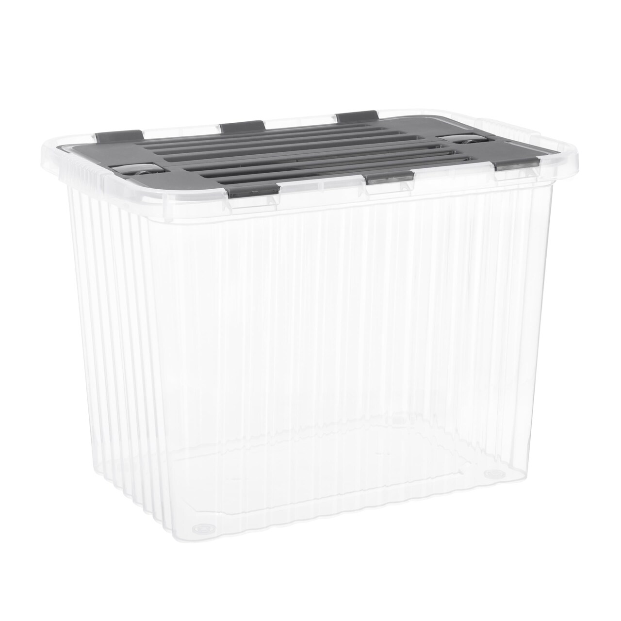 Superio Storage Box with Hinged Lids, Plastic Container Bins for Organizing with Attached Lid, Stackable Crates, BPA Free, Organizers for Home, Office, Dorm